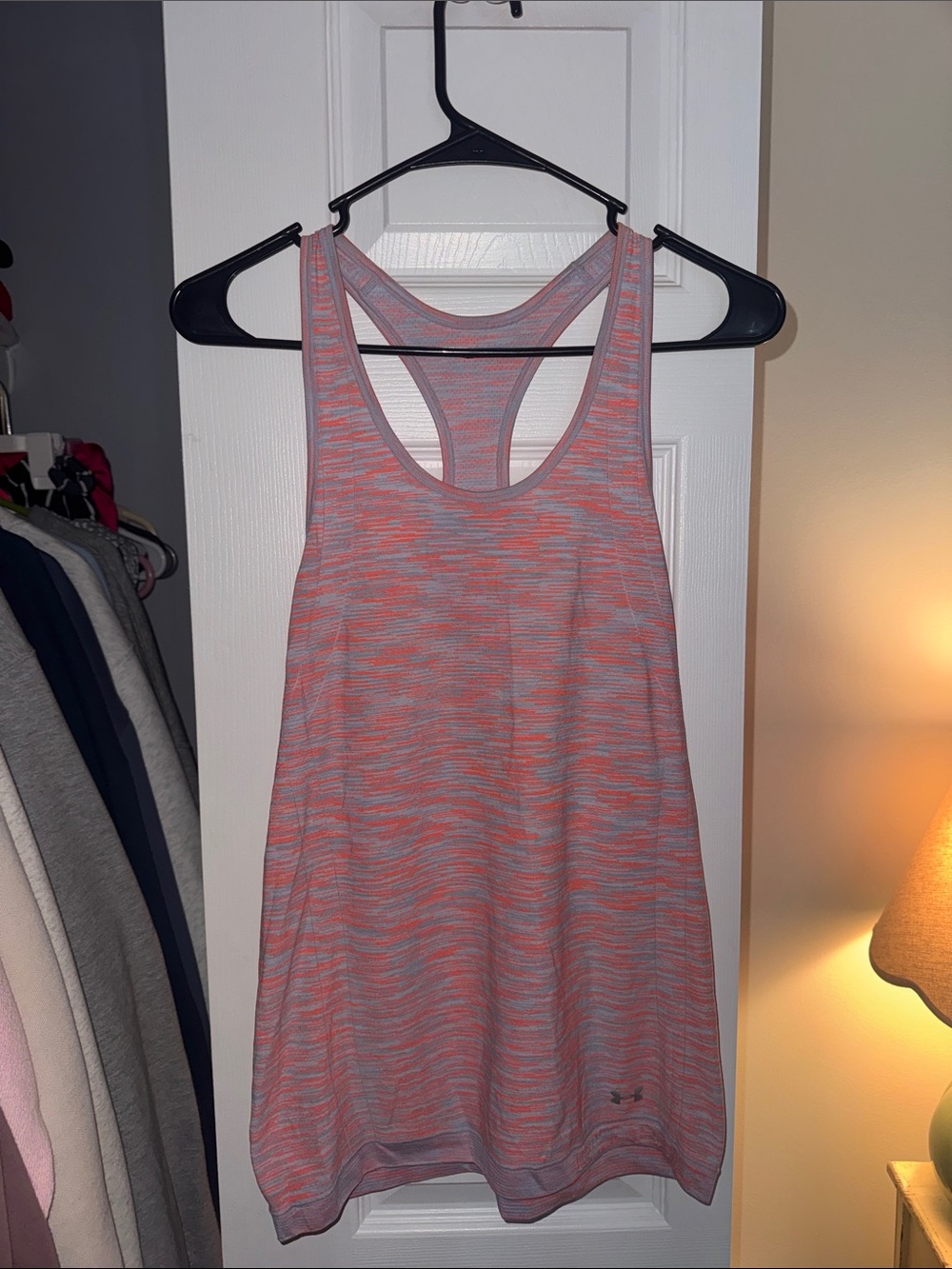 Under Armour Pink & Gray Heather Racerback Athletic Tank
